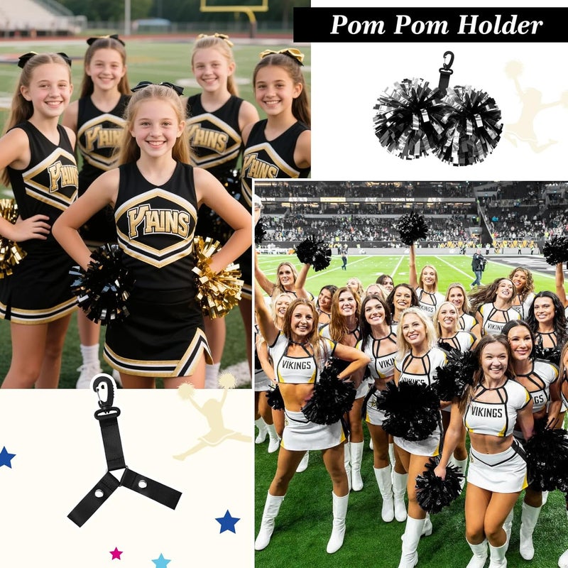 CEELGON Pom Pom Holder Hanger with Snap Button for Backpack Cheerleader Team Tags Cheer Bag Strap Accessories Cheerleading Essentials (Black) - Image 4